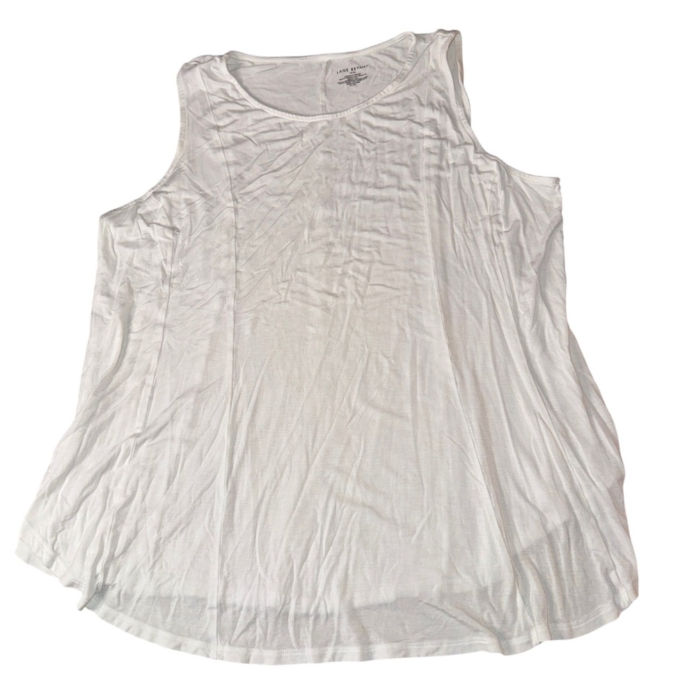 Lane Bryant Tank Top 18/20 White Sleeveless Scoop Neck Rayon Spandex Flowy Swing